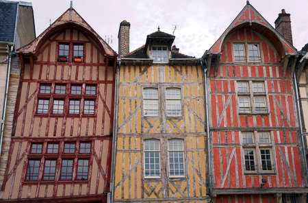 tenement house in old town of Troyes, Franceの写真素材