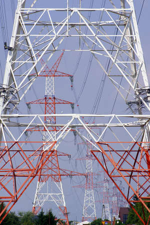 Power lines on a steel pole