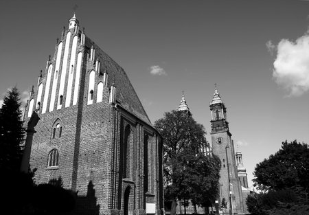 black and white gothic churches in Poznan, Polandのeditorial素材