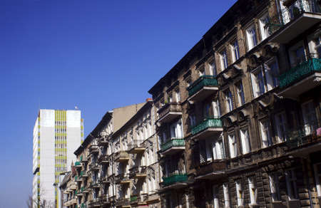 Buildings on the street in Poznan の写真素材