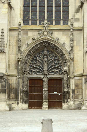 front of Saint Remi Basilica in Reims, Franceの写真素材