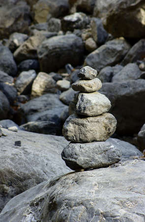 Memorial mound of stones in the mountains on the island of Crete 