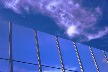 Transparent baffle against the blue skyの写真素材