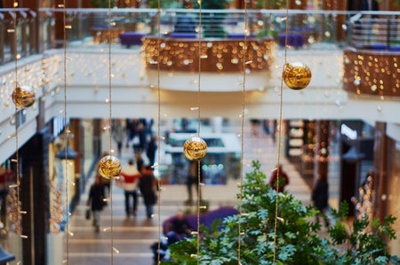 Christmas decorations in a shopping center in Pozna?のeditorial素材