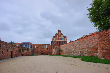 courtyard of a medieval castle in Torun, Polandのeditorial素材