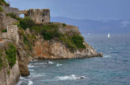 Ruins of an old Venetian fortress on the island of Corfuの写真素材