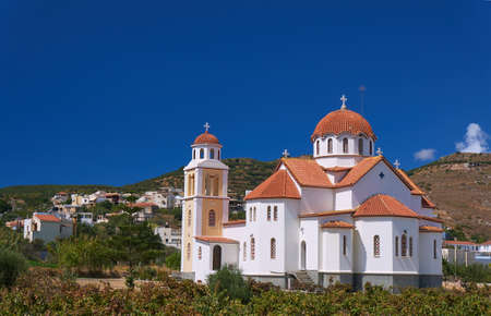 Orthodox church in greek town, Creteの写真素材