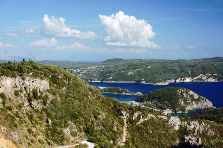 view to bay and beach at Corfu island, Greeceの写真素材