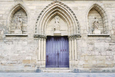 Portal in romanesque church in Reims, Franceの写真素材
