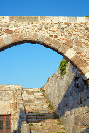 Fragment of the Order of the Knights fortress in the town of Kos in Greeceのeditorial素材