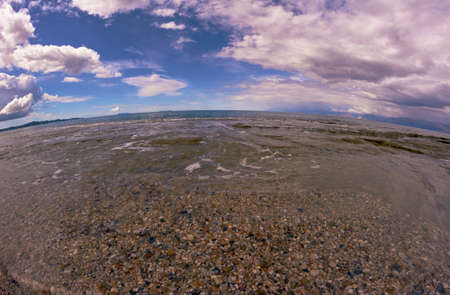 pebbles on the beach in Corfu Island, Greeceの写真素材