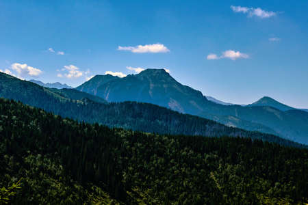Mountain peaks and slopes in the Western Tatras in Polandの写真素材
