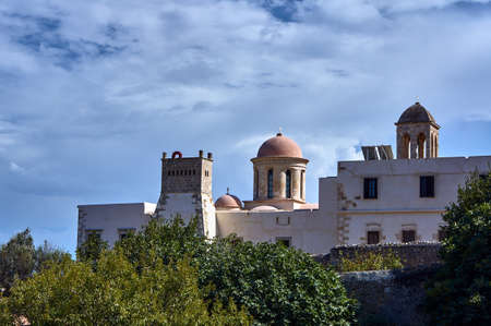 Towers Orthodox monastery on the Greek island of Creteの写真素材