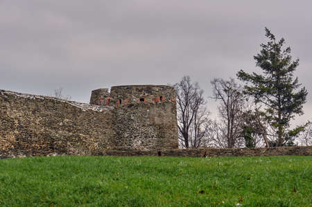 The stone ruins of a medieval castle in Bolkow in Poland