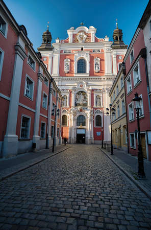 Baroque facade of the parish church in Poznanの写真素材