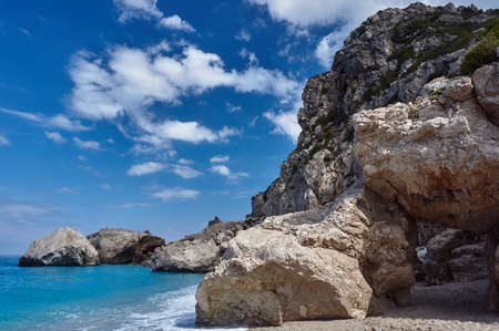 Rocky cliff on the Greek island of Lefkadaの写真素材