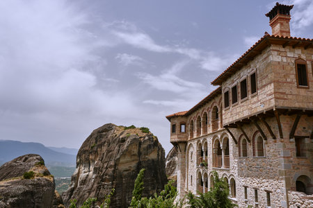 The Orthodox medieval monastery on top rock Meteoraのeditorial素材