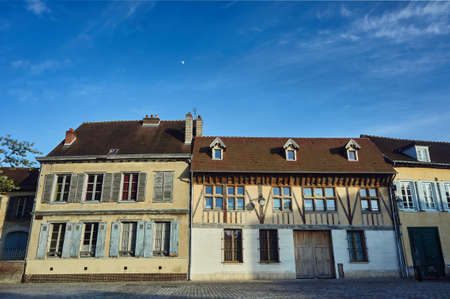 tenement house in old town of Troyes, Franceの写真素材