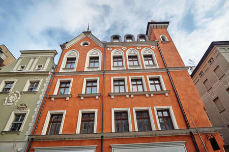 Art Nouveau facade of the building in Poznanの写真素材