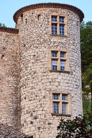 Tower of medieval stone castle in Vogue in Franceのeditorial素材