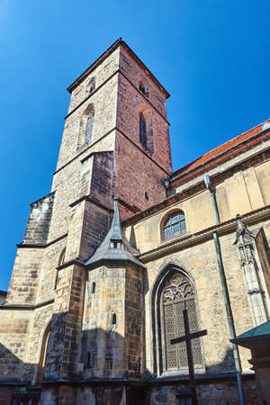 The gothic church with belfry in Klodzko in Polandの写真素材