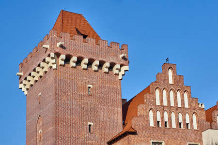 Tower reconstructed royal castle in Poznanの写真素材