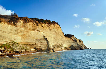 Rocky cliff of the island of Corfu in Greeceの写真素材