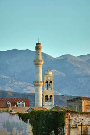 The towers of the old town of Chania, on the island of Creteの写真素材