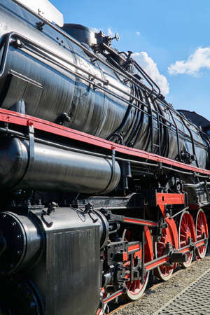 Pistons, boiler and driving wheels of the historic steam locomotiveの写真素材