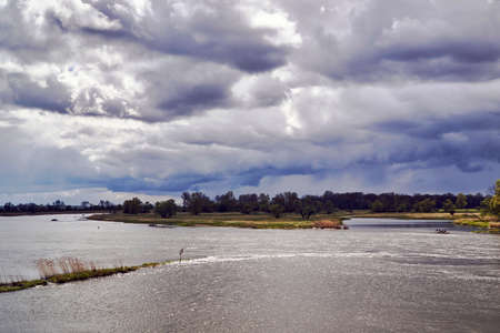 Oder floodplains on a rainy day in Poland