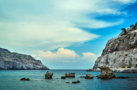 Rosks in Anthony Quinn Bay on the island of Rhodes, Greeceの写真素材