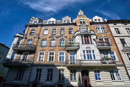 Art Nouveau facade of the building in Poznanの写真素材