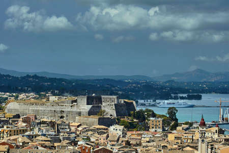 Port and new Venetian fortress on the island of Corfuの写真素材