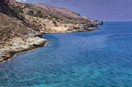 View of the coast of the island of Crete, Greeceの写真素材
