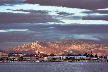 Seaport in the town of Seget in Croatiaの写真素材