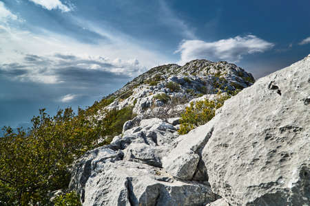 Rocks and peaks in the Mosor massif in the Dinaric mountains in Croatiaの写真素材