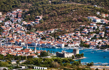 Aerial view of Trogir and Trogirの写真素材
