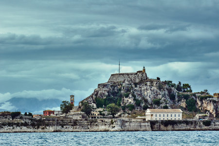 Rock and old Venetian fortress on the island of Corfuのeditorial素材