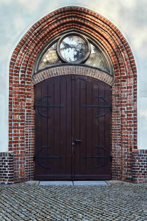 Gothic portal of the medieval church in Poznanの写真素材
