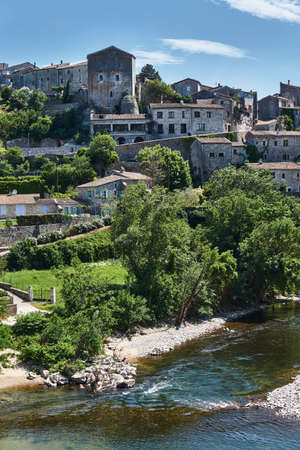 The town of Balazuc on the River Ardeche in Franceの写真素材