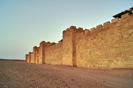 The walls of medieval Jerusalem in the Atlas Film Studio in Moroccoのeditorial素材
