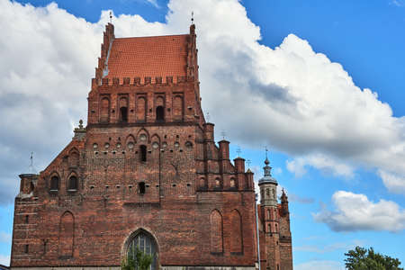 facade of a historic gothic church in Gdansk