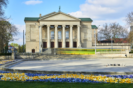 classicist facade of an Opera building in the city of Poznanのeditorial素材
