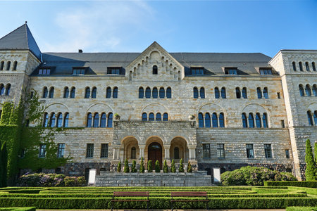 Park and Imperial castle with tower in Poznanのeditorial素材