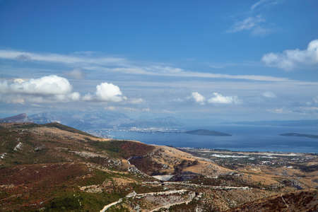 Sea coast, mountains and city of Split in Croatia
