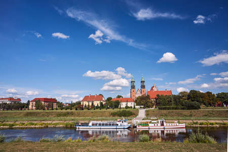 A cruise ships on the Warta River in the city of Poznan