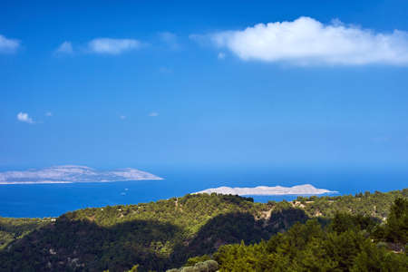 small islands in the Mediterranean next to the island of Rhodesの写真素材
