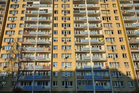 The facade of a residential high-rise buildings in Poznan 
の写真素材