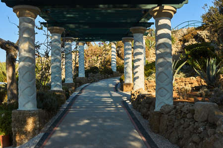 colonnade in the Kalithea thermal baths on the Greek island of Rhodesの写真素材