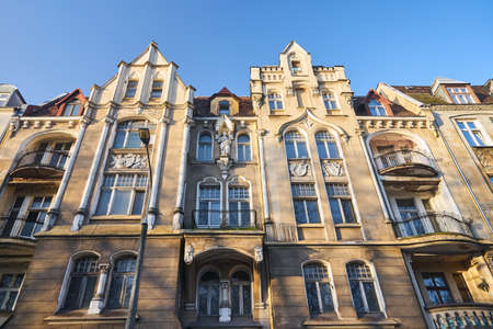 Art Nouveau facade of the historic building  in Poznanの写真素材